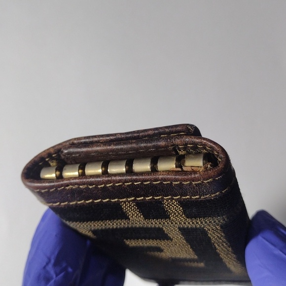 Vintage Fendi Brown Leather Zucca Six Hooks Key Case 3.75x2 25-in - Luxury "#04" - Picture 6 of 12